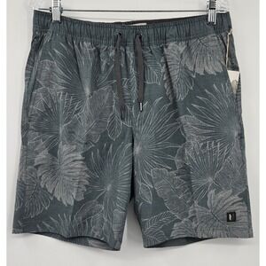 LINKSOUL Storm Boardwalker Shorts Mens XL Green Floral Pull On Lined Drawstring